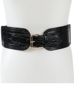 Snakeskin Stretch Fashion Belt BT320051 BLACK